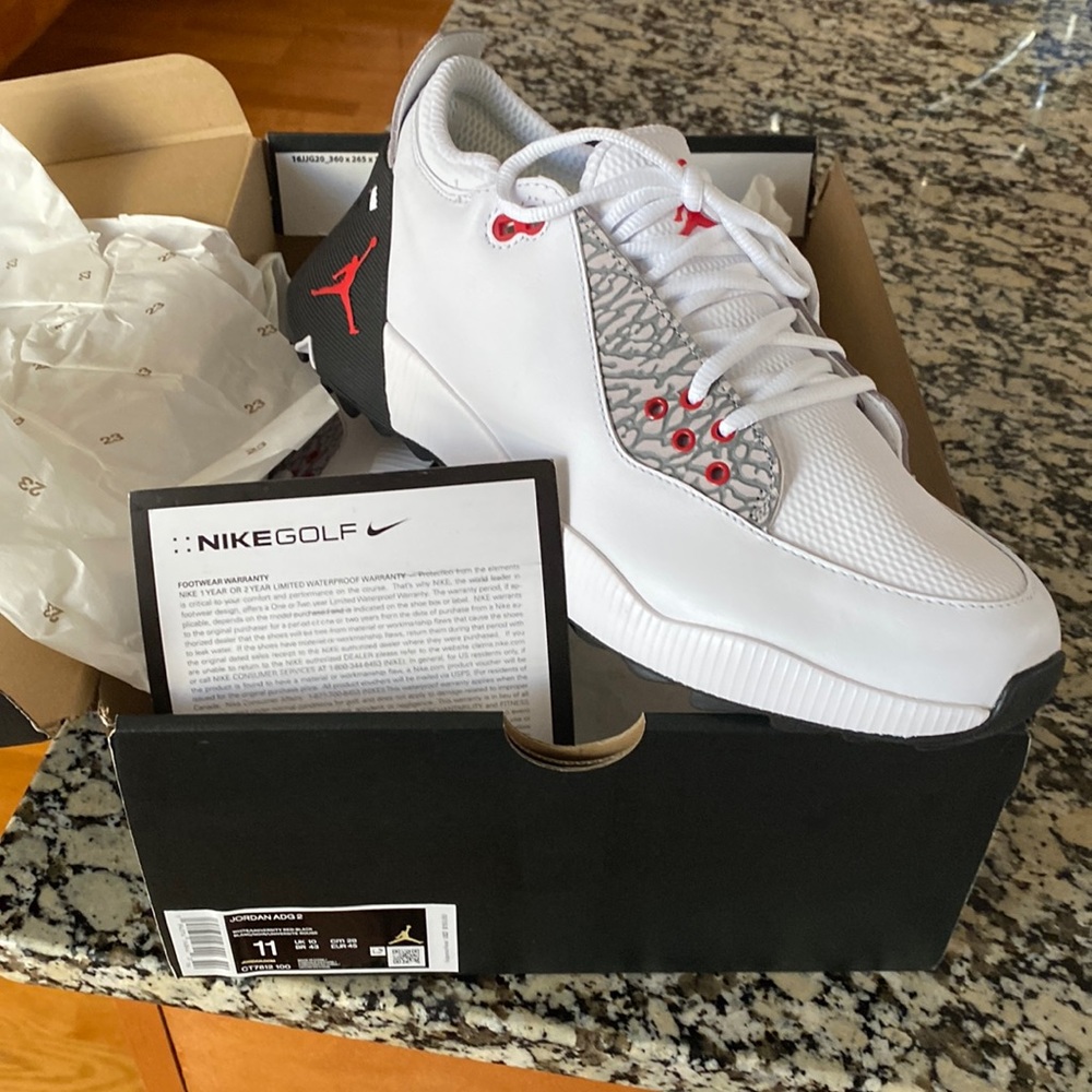 Jordan ADG 2 - Golf Shoes - Size 11: White/Black/Atmosphere Grey/University Red